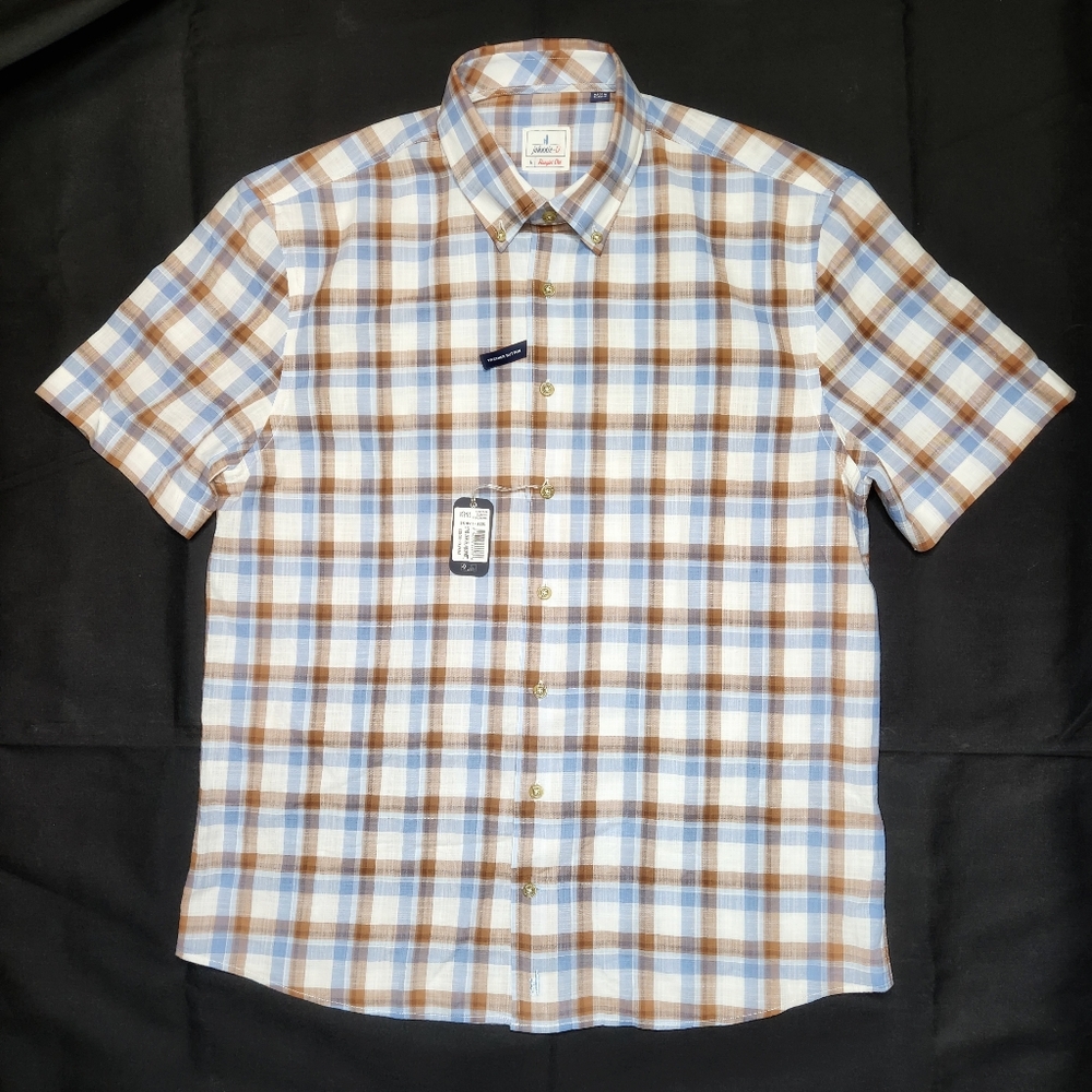 NWT! Johhny O Short Sleeve Button Down Mens Large Havana